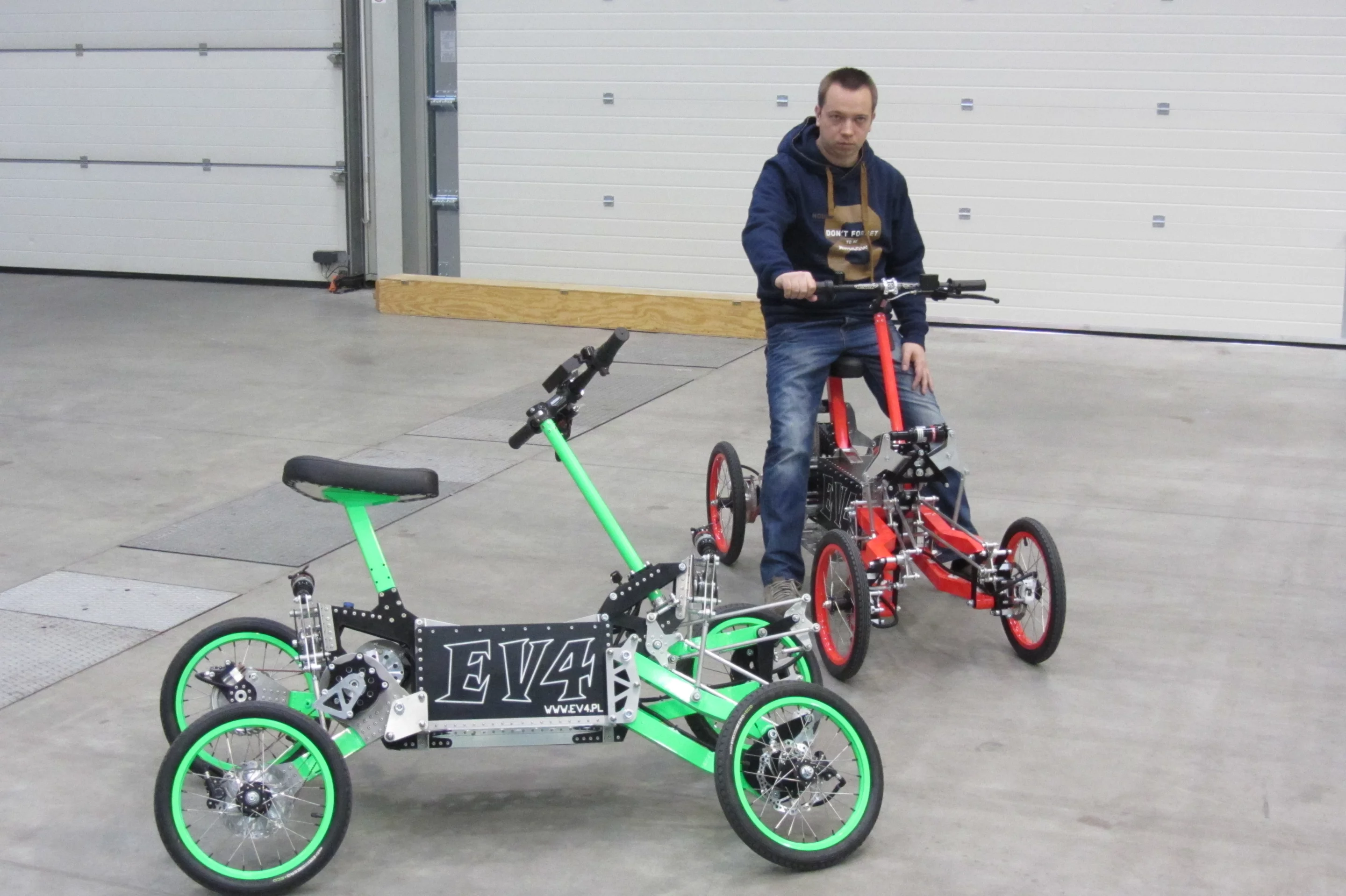 Jacek Skopinski with version 5 of the EV4 tilting electric scooter