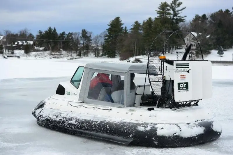 The AirRider hovercraft traveling over ice