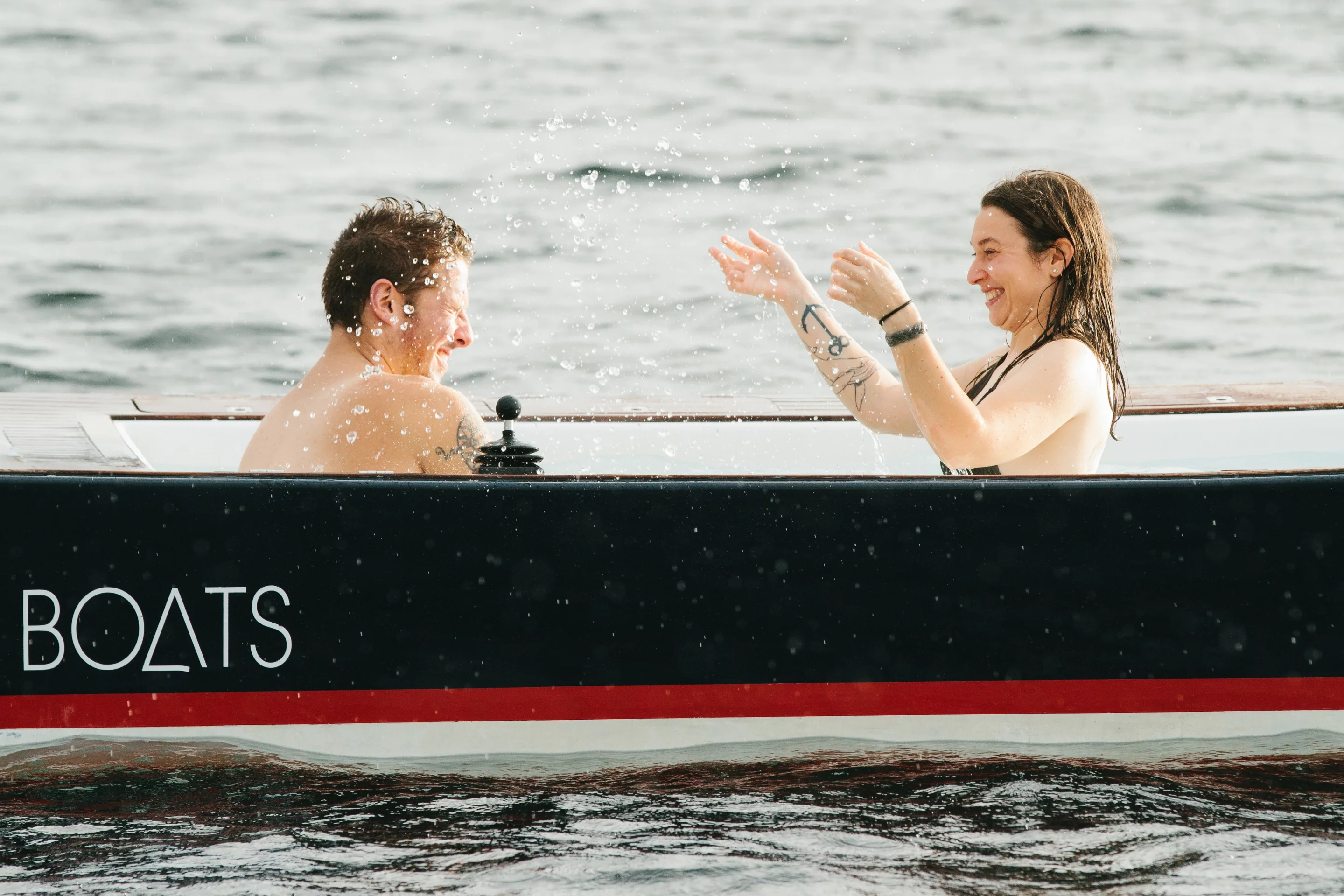 The Hot Tub Boat allows its passengers to soak while they cruise