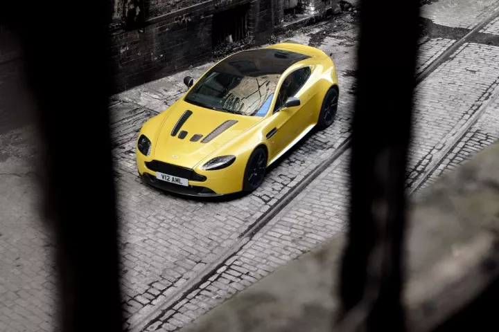 Newly restyled V12 Vantage S is fantastically dynamic, especially when placed in dramatic pose against a monochromatic industrial backdrop