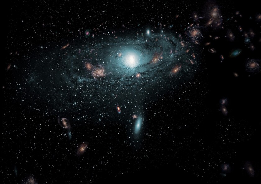 An artist’s impression of the galaxies found in the "Zone of Avoidance" behind the Milky Way