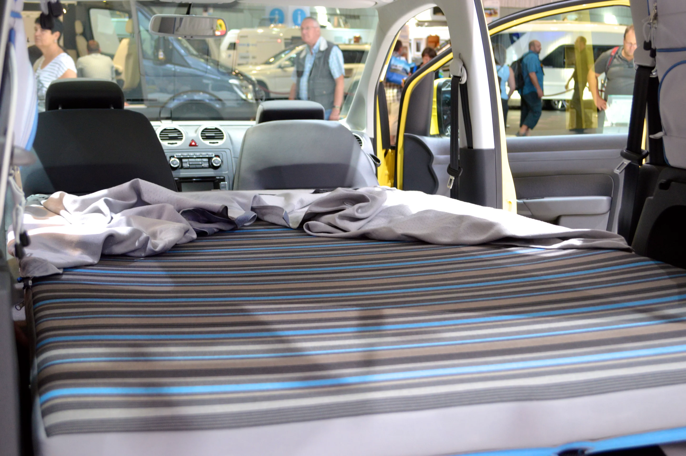 The VW Caddy Tramper gets set up for sleep