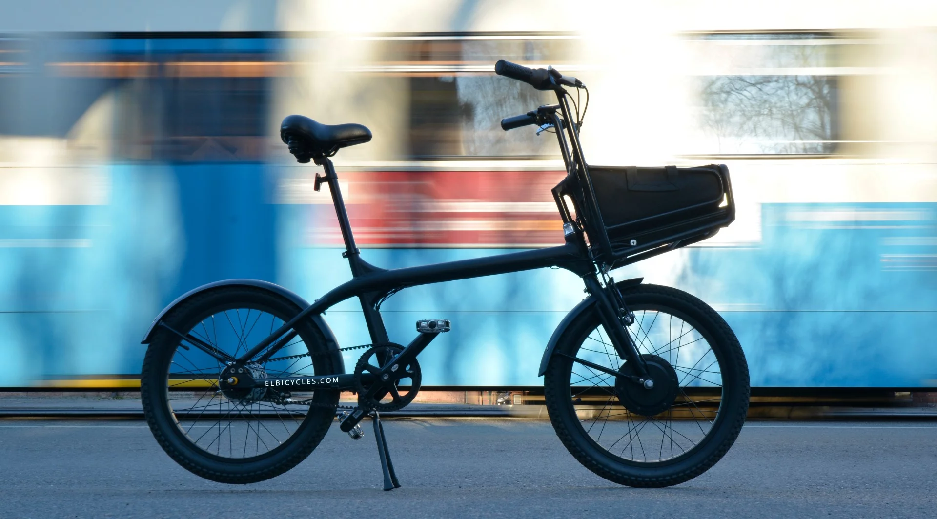 The Elbi e-bike ride on 20-inch wheels wrapped in puncture=free fat tires