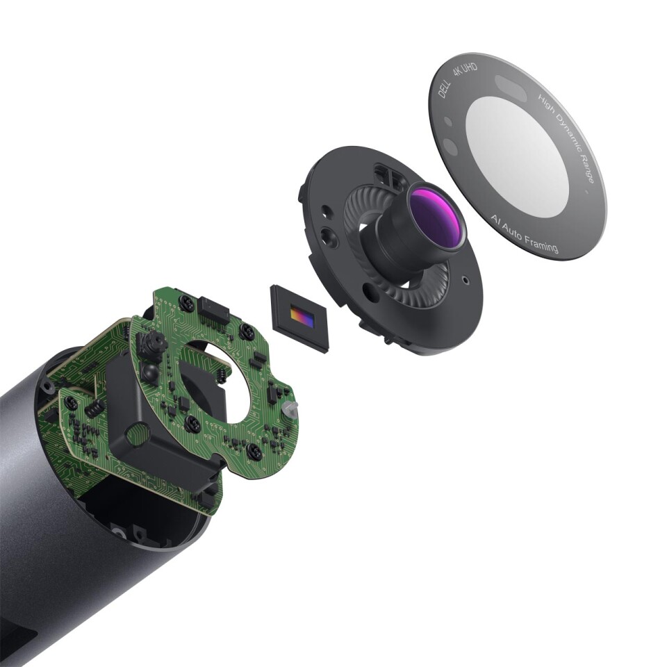 The UltraSharp Webcam boasts a Sony STARVIS 8.3-MP CMOS image sensor and a multi-element lens for up to 4K UHD resolution