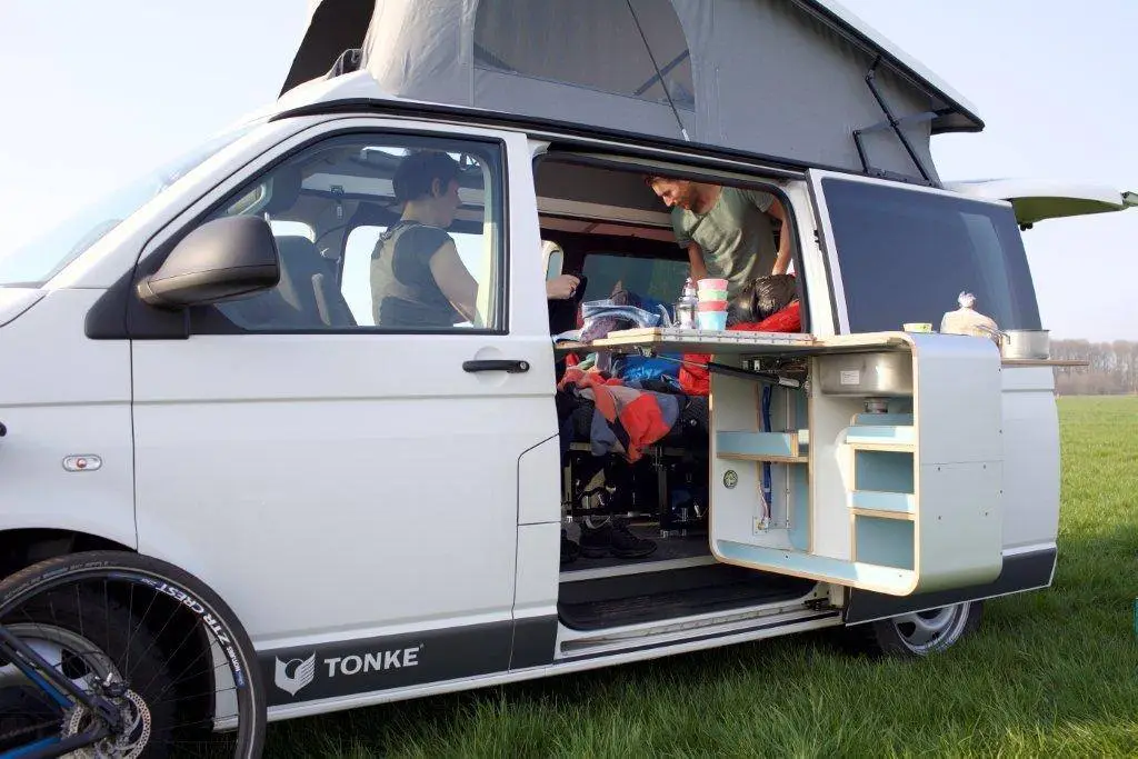 The Tonke Van starts at €40,000 without the pop-up roof, swing-out kitchen and other optional equipment