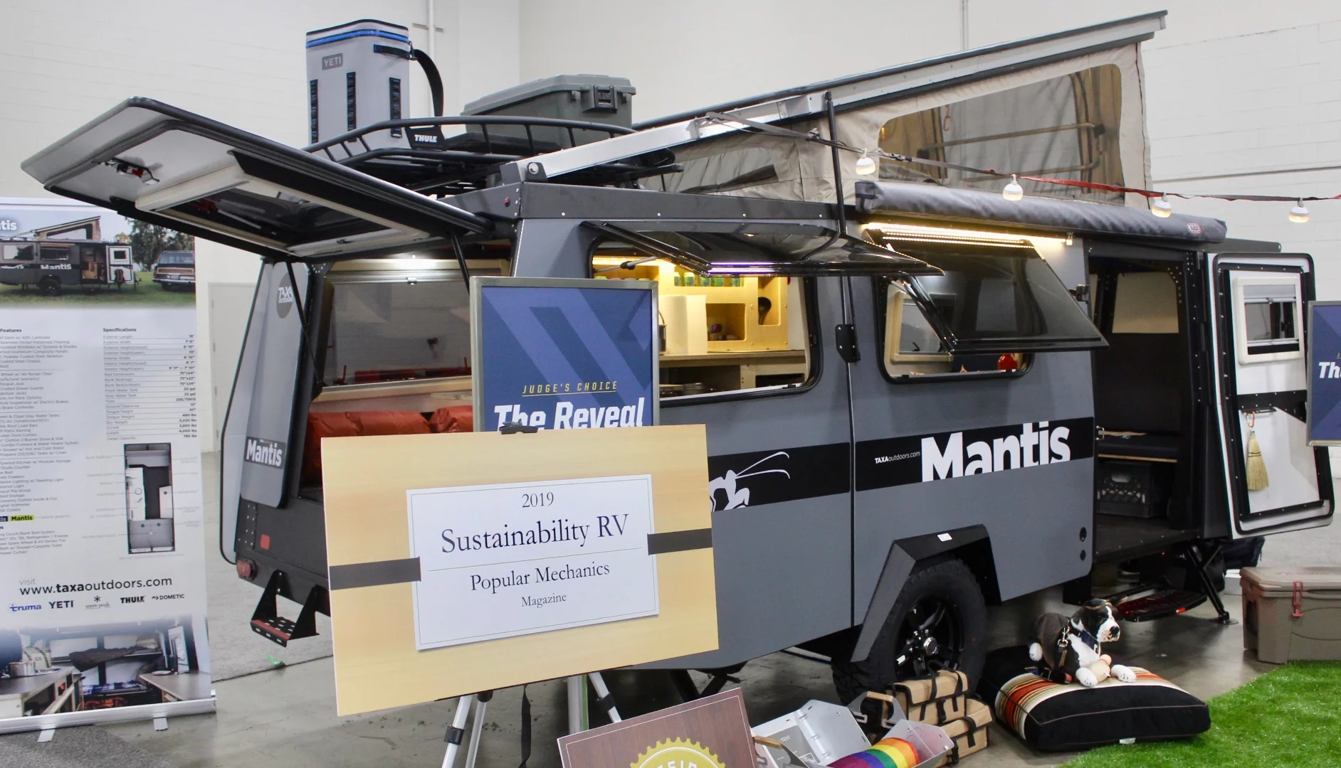Taxa trailers very much stick out for their unique styling, so it wasn't surprising to see them nominated for various awards. The Mantis was a judge's choice in the RVX Reveal Sustainability category, while both the Cricket and Tigermoth earned judge's choice spots in the Outdoor Adventure category