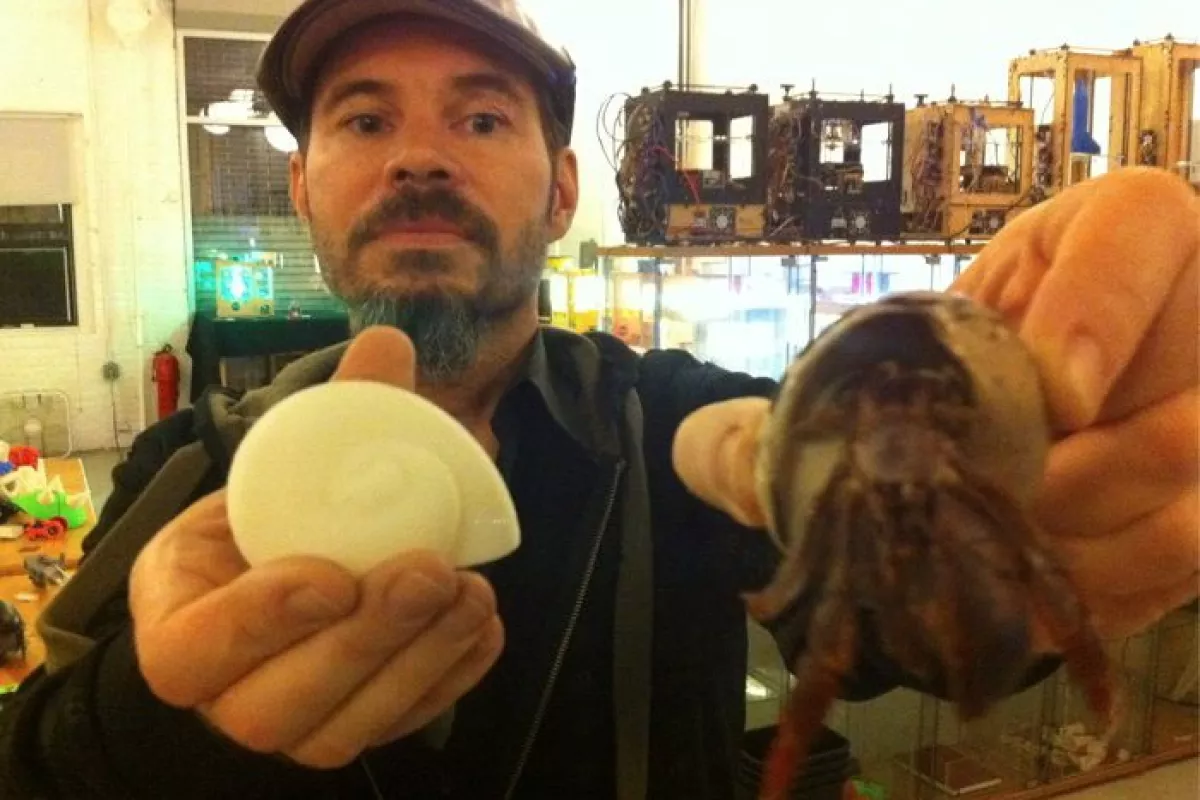 Artist Miles Lightwood is the leader of Project Shellter, a crowd-sourced effort to design 3D printed shells for use in the pet hermit crab industry (Photo: MakerBot Industries)