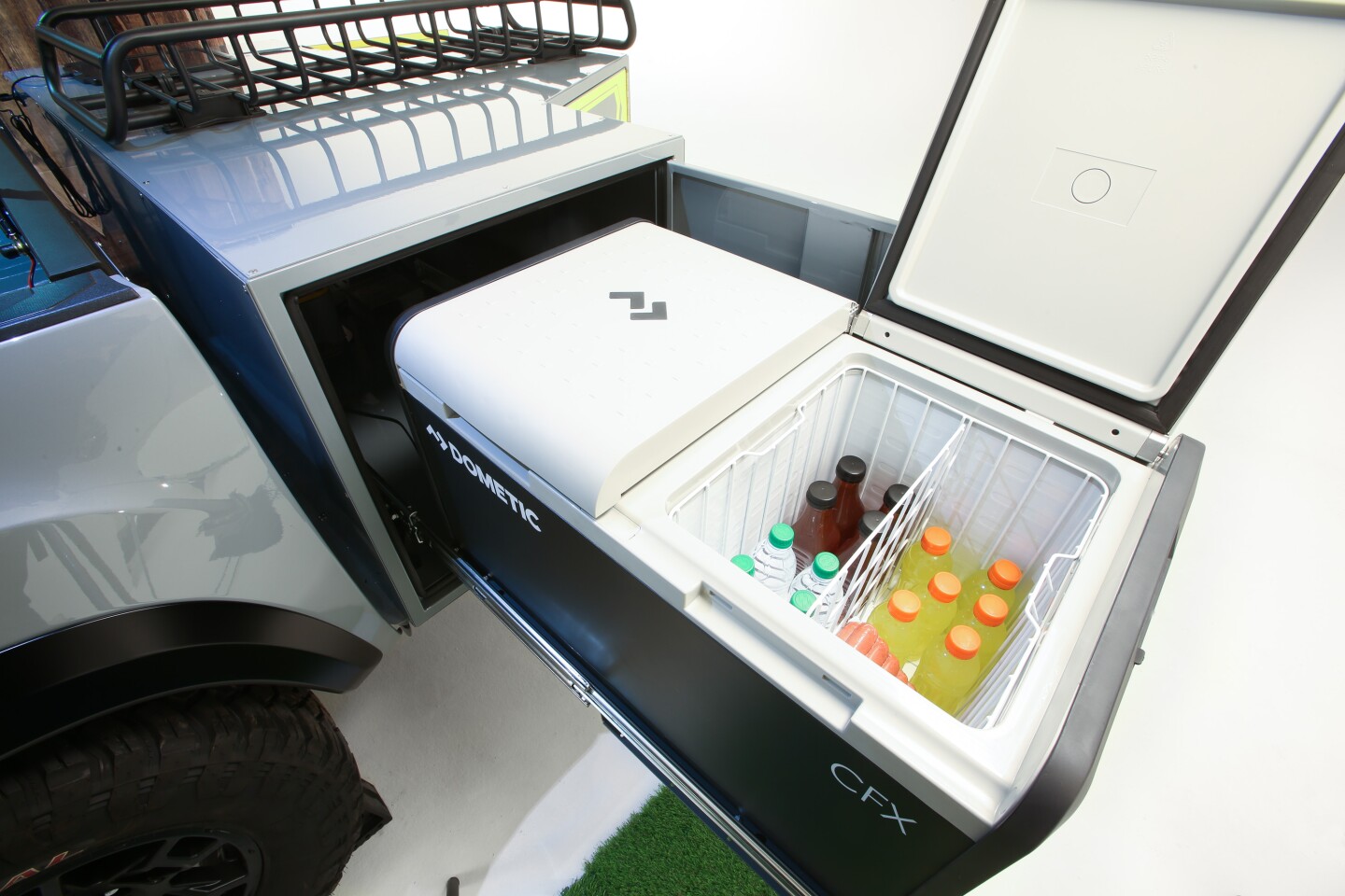 The only part of the trailer design that we question is the slide-out fridge all the way around the side from the rest of the kitchen area