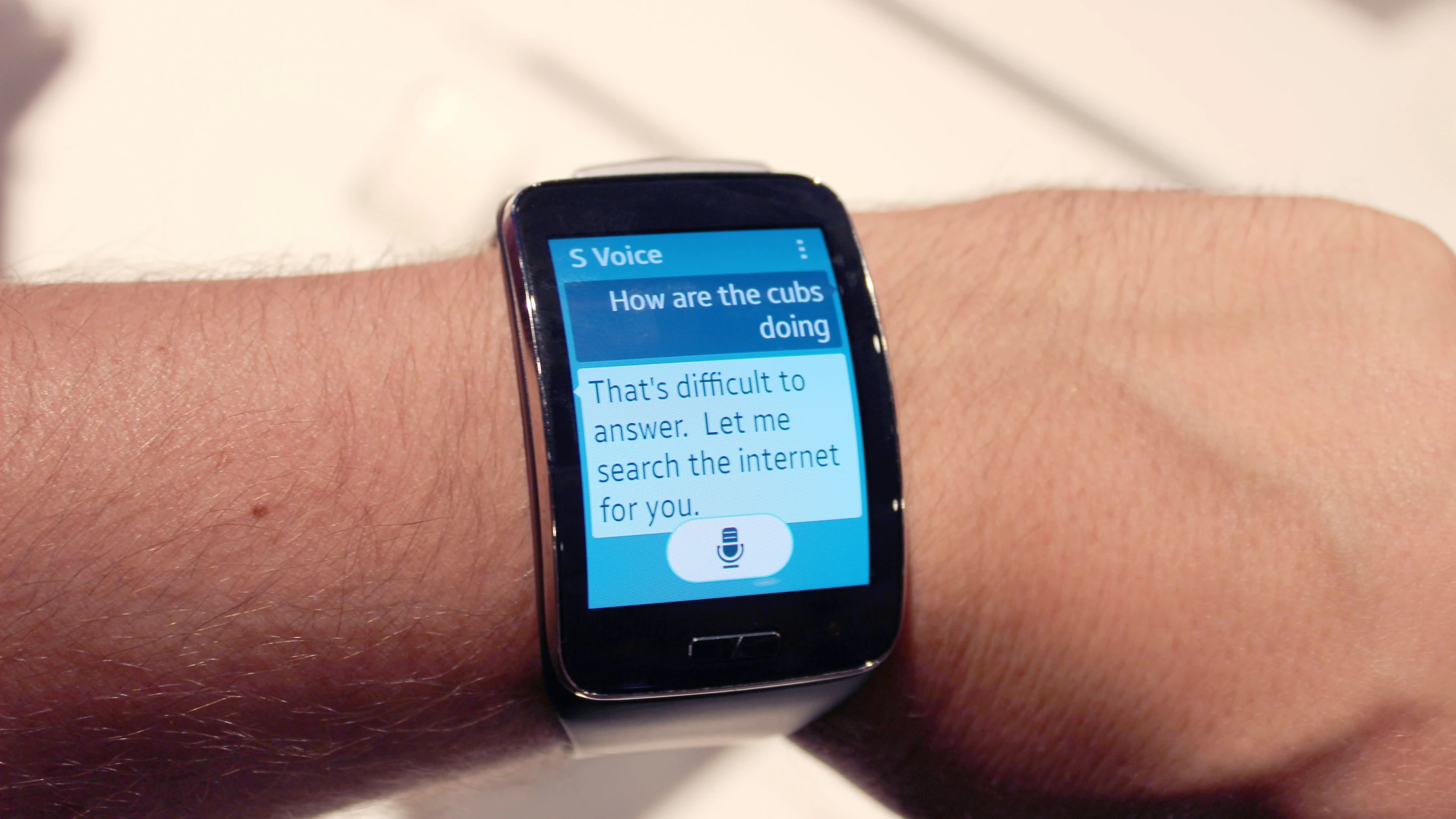 S Voice on the Samsung Gear S (Photo: Will Shanklin/Gizmag.com)