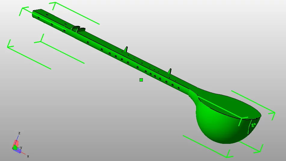 The 3DLI team used a traditional sitar for CAD modeling
