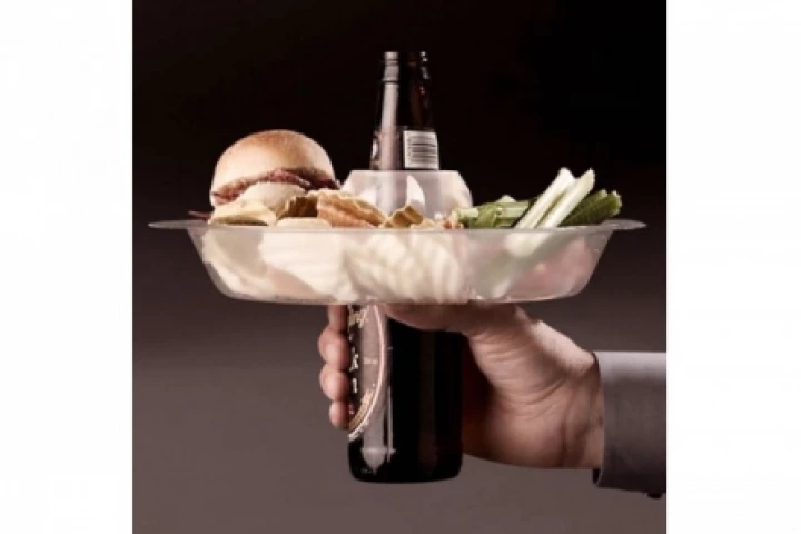 The Go Plate fits over bottles...
