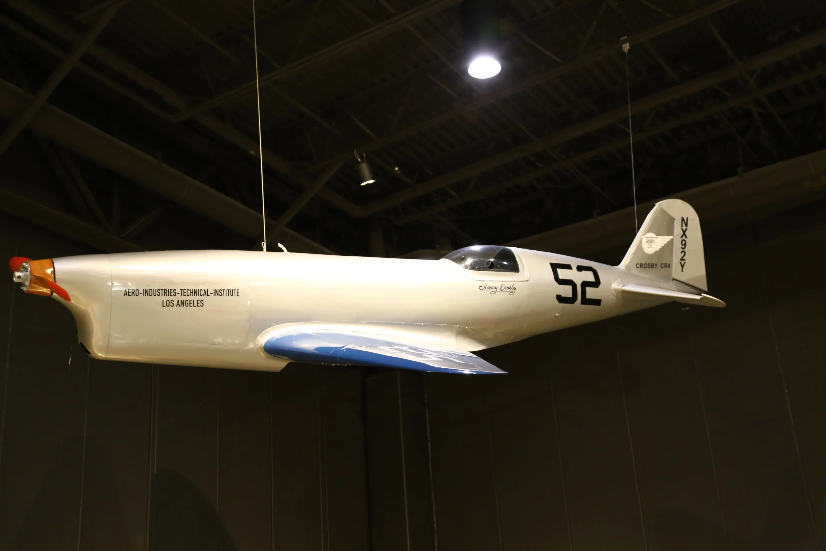 One of the early air racers hangs in the museum (Photo: Angus MacKenzie/Gizmag.com)