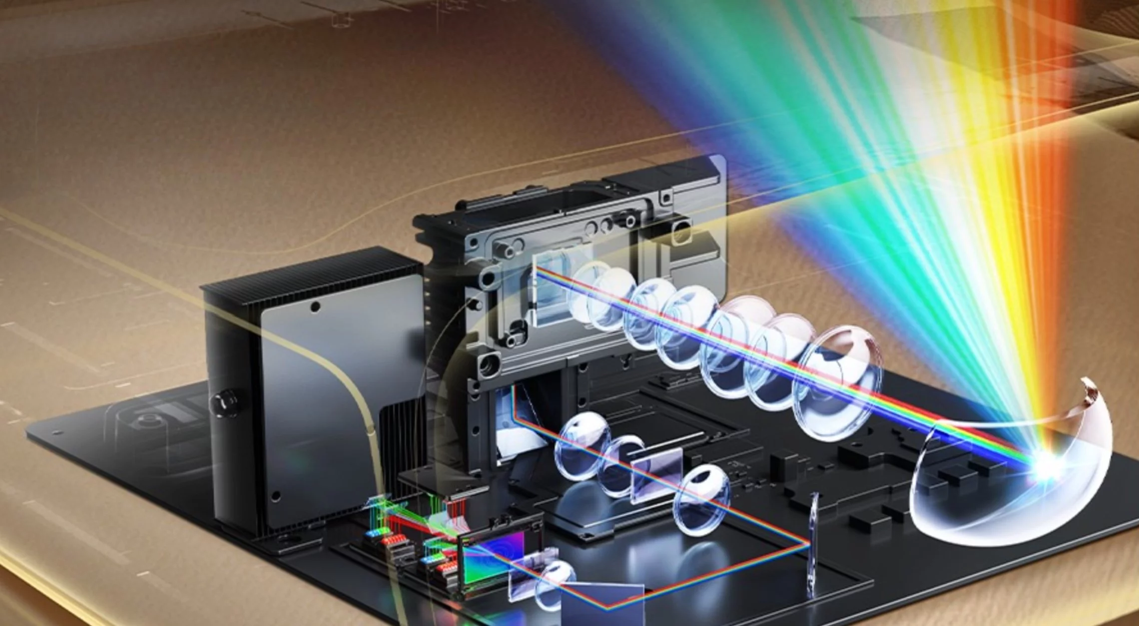 The O2S Ultra projector is built around a triple-laser light source that puts out 3,600 lumens