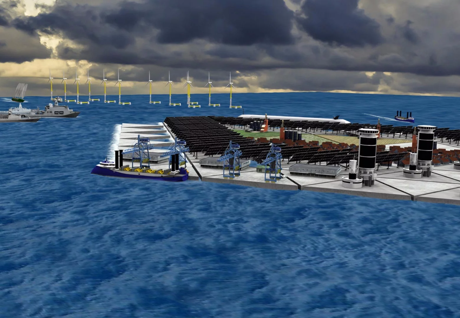 An artist's representation of how the final floating island might look