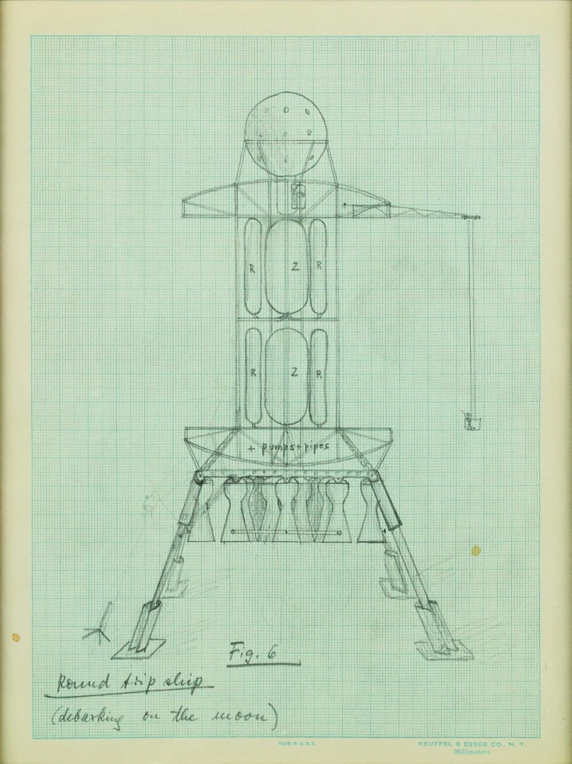 Sketch by von Braun of a moonship