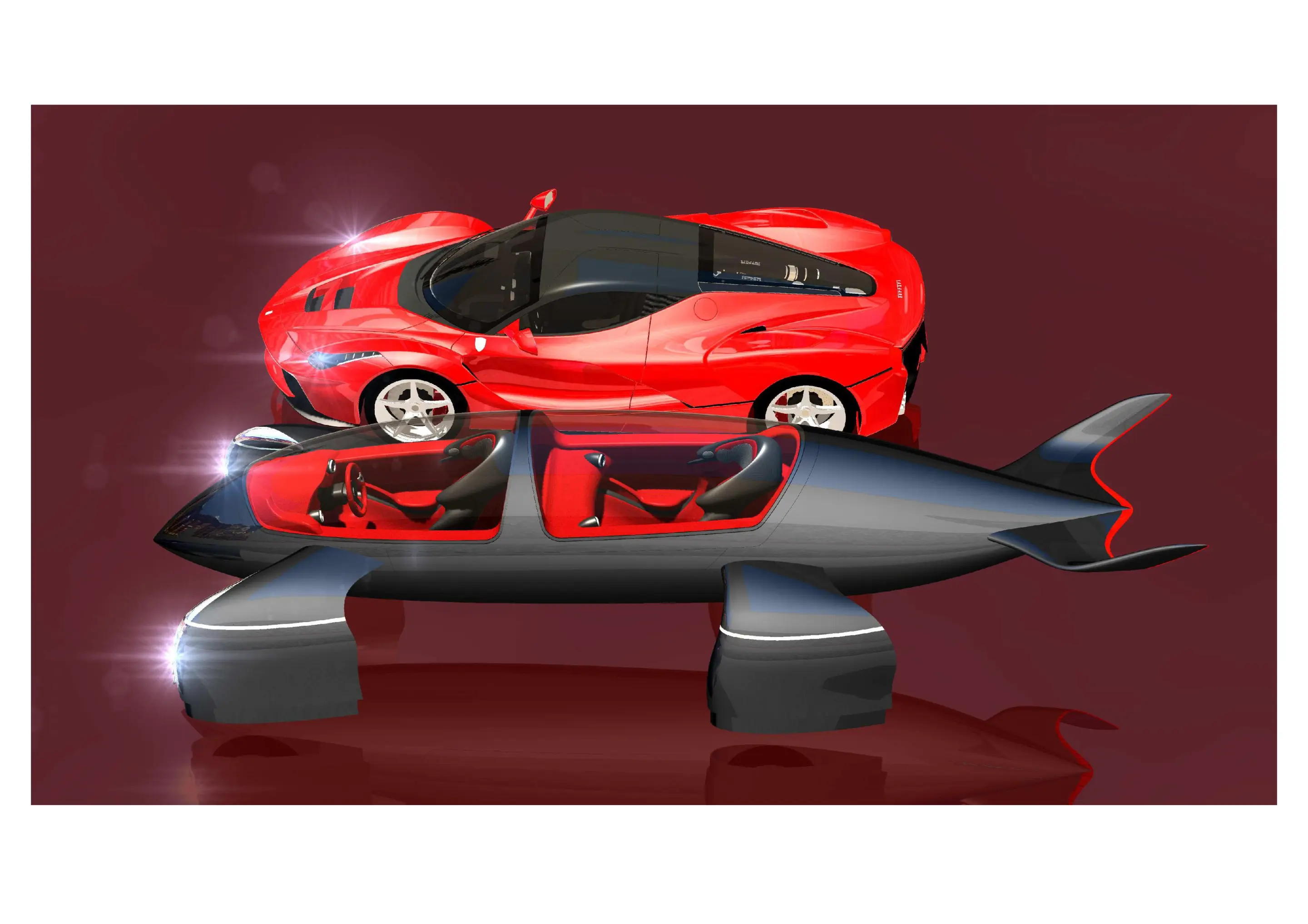 Two-seater Acabion four-wheeler design compared to a sports car