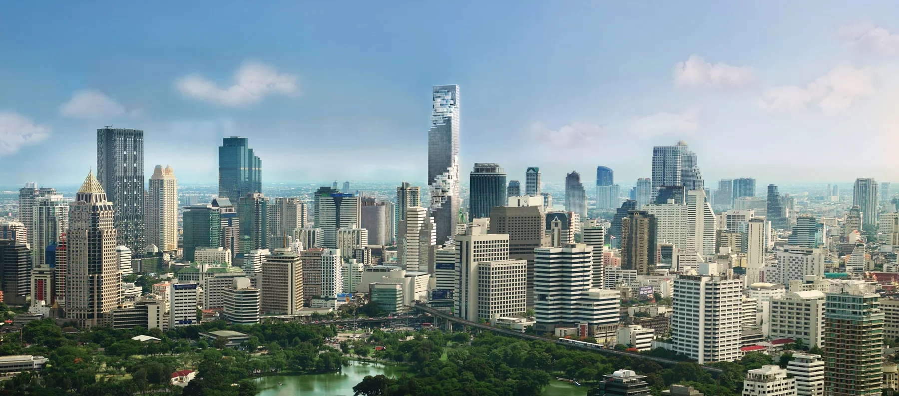 The MahaNakhon covers an area of 14,950 sq m (161,000 sq ft)