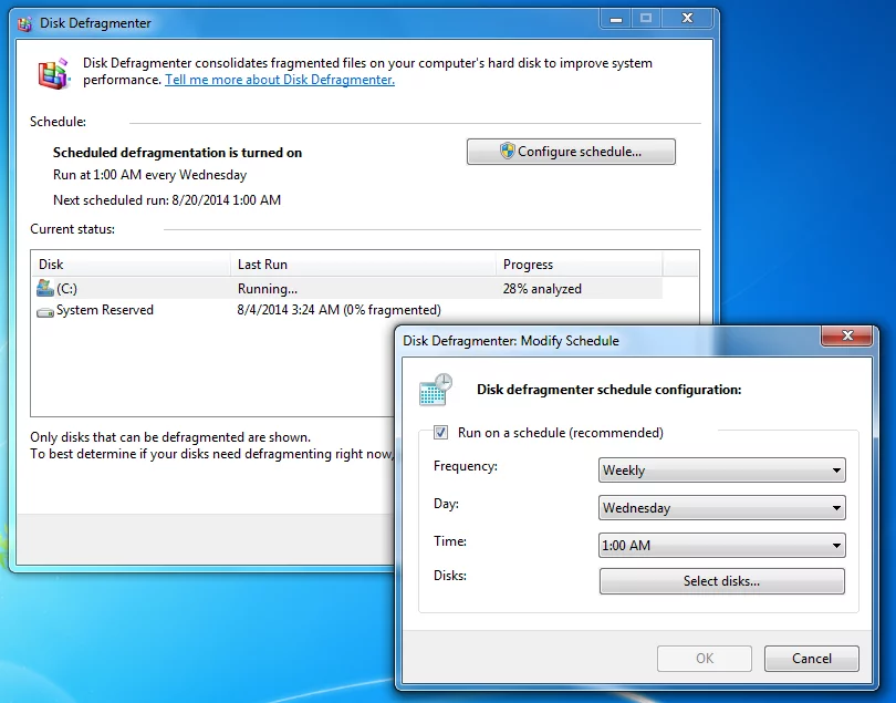 Optimize your hard drive using disk defrag