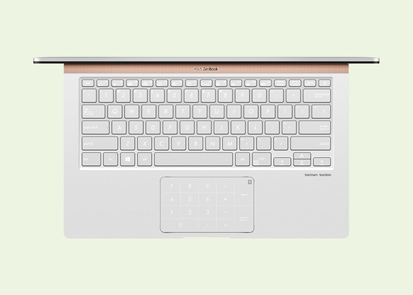 The 13-inch and 14-inch Asus ZenBooks can display a backlit number pad on the trackpad at the touch of a button