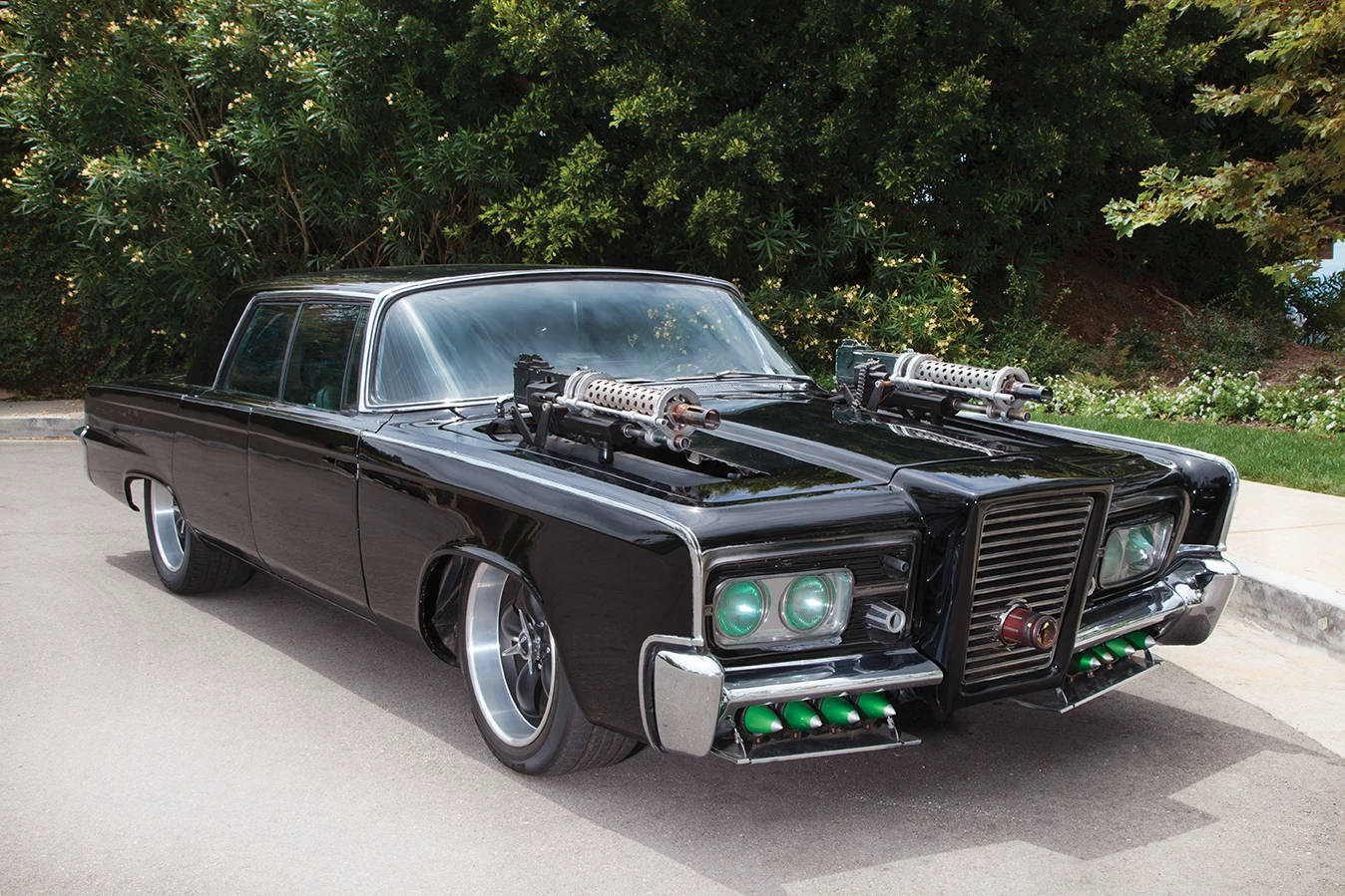 This car is a screen-used “Black Beauty” hero car from The Green Hornet. (Sony, 2011) Based on a 1965 Chrysler Imperial, Dennis McCarthy of Vehicle Effects in California built this hero car used for “beauty” exterior shots and interior close-ups.