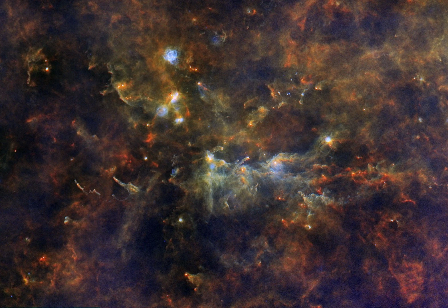 The star forming region is located 8,000 light-years away from Earth in the constellation Vulpecula