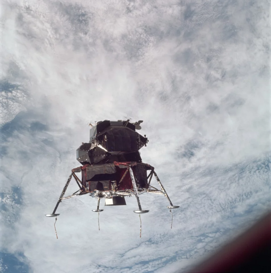 Lunar Module in Earth orbit during the Apollo 9 mission