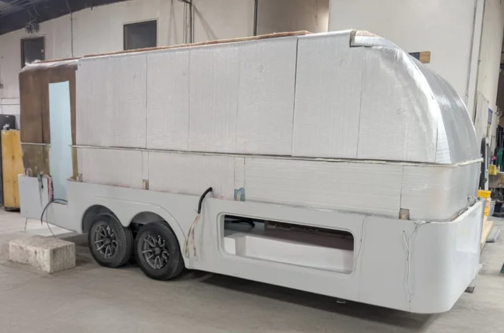 Pool Trailer Shell Awaken Morningstar sleek, dual-shell fiberglass camping trailer