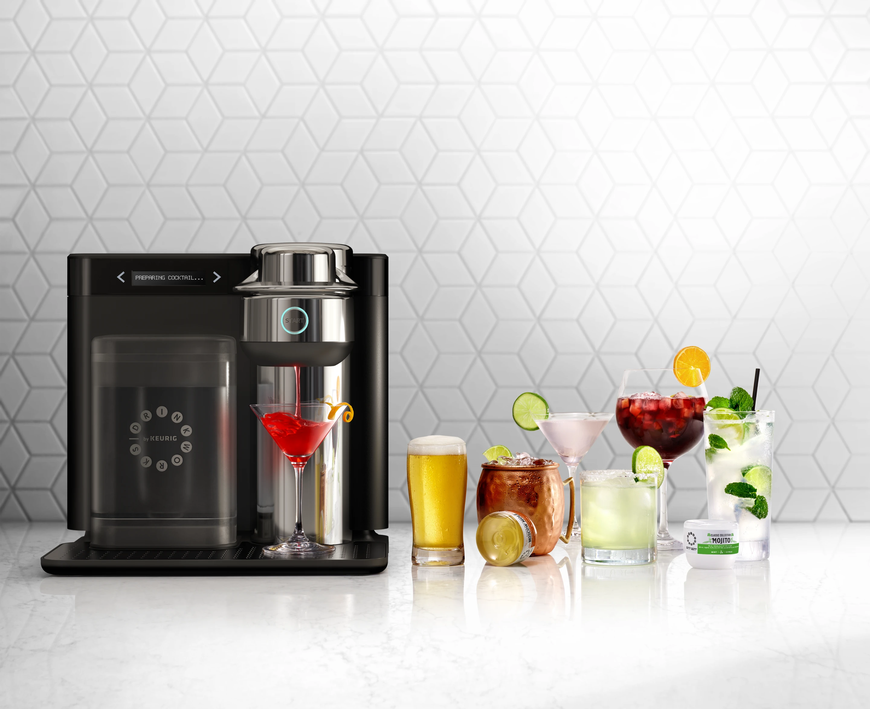The Drinkworks Home Bar is a pod machine for mixing cocktails, and pouring beer and cider