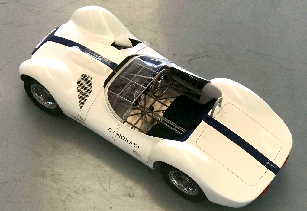 This scale model working Maserati Tipo 61 Birdcage is built by Junior Dreamcars of Holland, a company that specializes in high end construction of children's cars. The Birdcage, like the car it emulates, has a rigid and light steel tubular chassis, with a fiberglass body, 4 wheel disc brakes, alloy rims and wire wheels, Michelin tires, and power is supplied by a 110cc 4 stoke engine. Sold for $31,857 (€26,000)