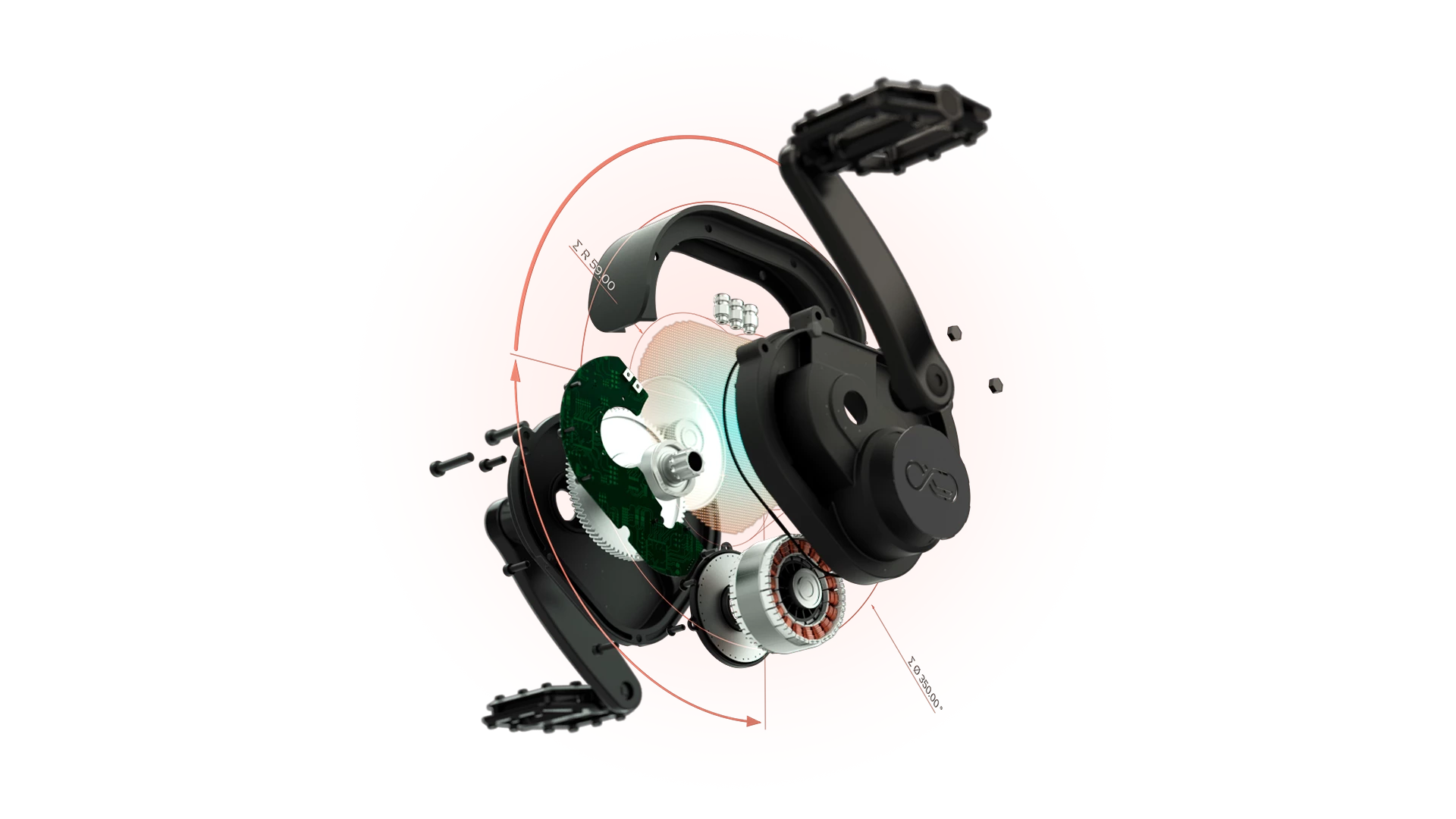 Exploded view of the Cixi Pedaling Energy Recovery System