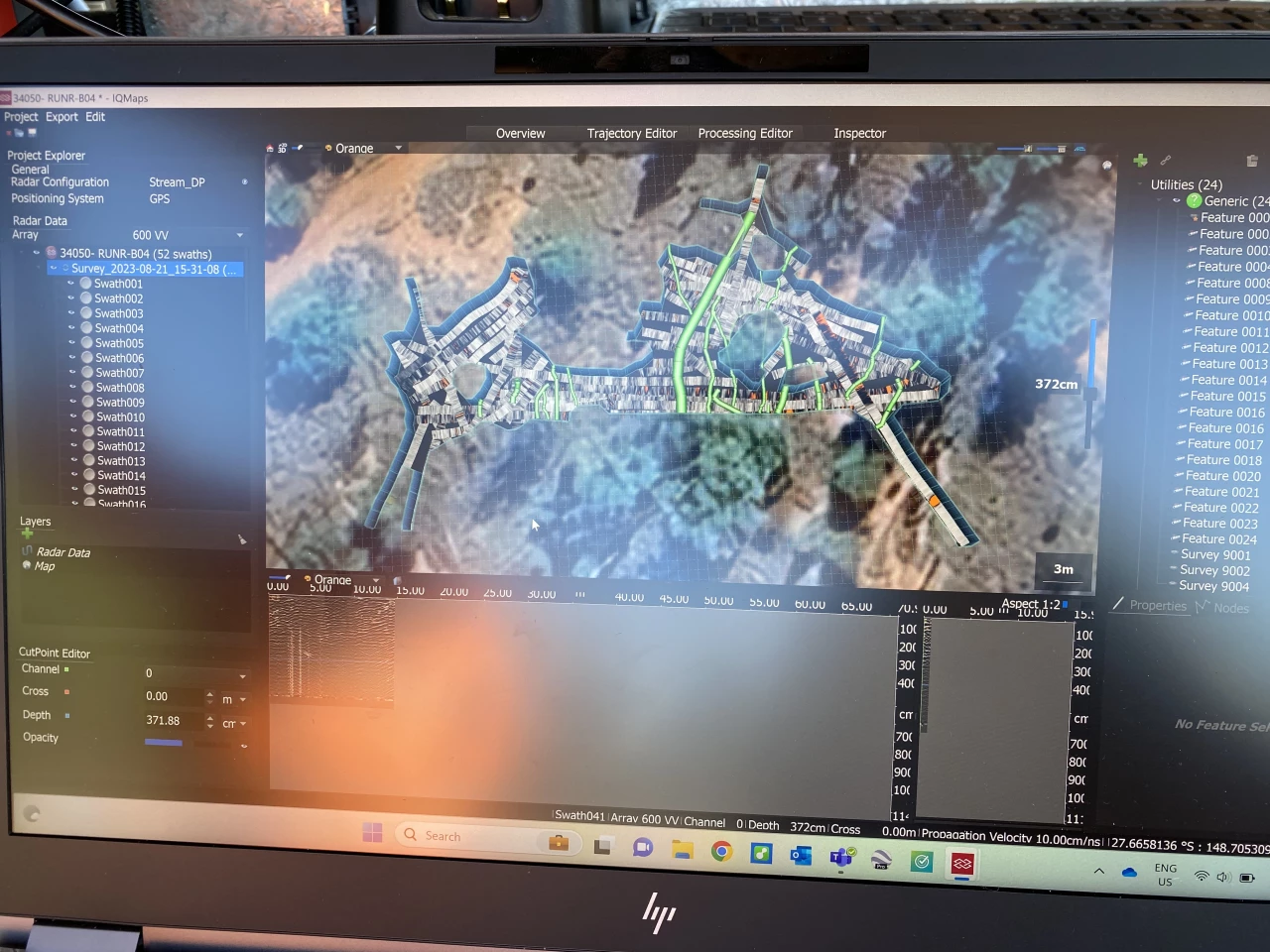 An initial outline of a wombat burrow system at Richard Underwood Nature Refuge