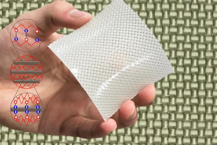 The newly developed fiber-reinforced hydrogel consists of polyampholyte gels and glass fiber fabric