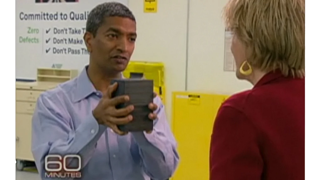 Bloom Energy founder, K.R. Sridhar, and the fuel cell that forms the heart of the Bloom Box