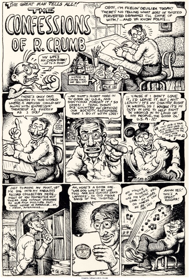 Crumb's original art for a complete, four-page story from The People's Comics (Golden Gate Publishing, 1972) also realized $191,200 at auction.