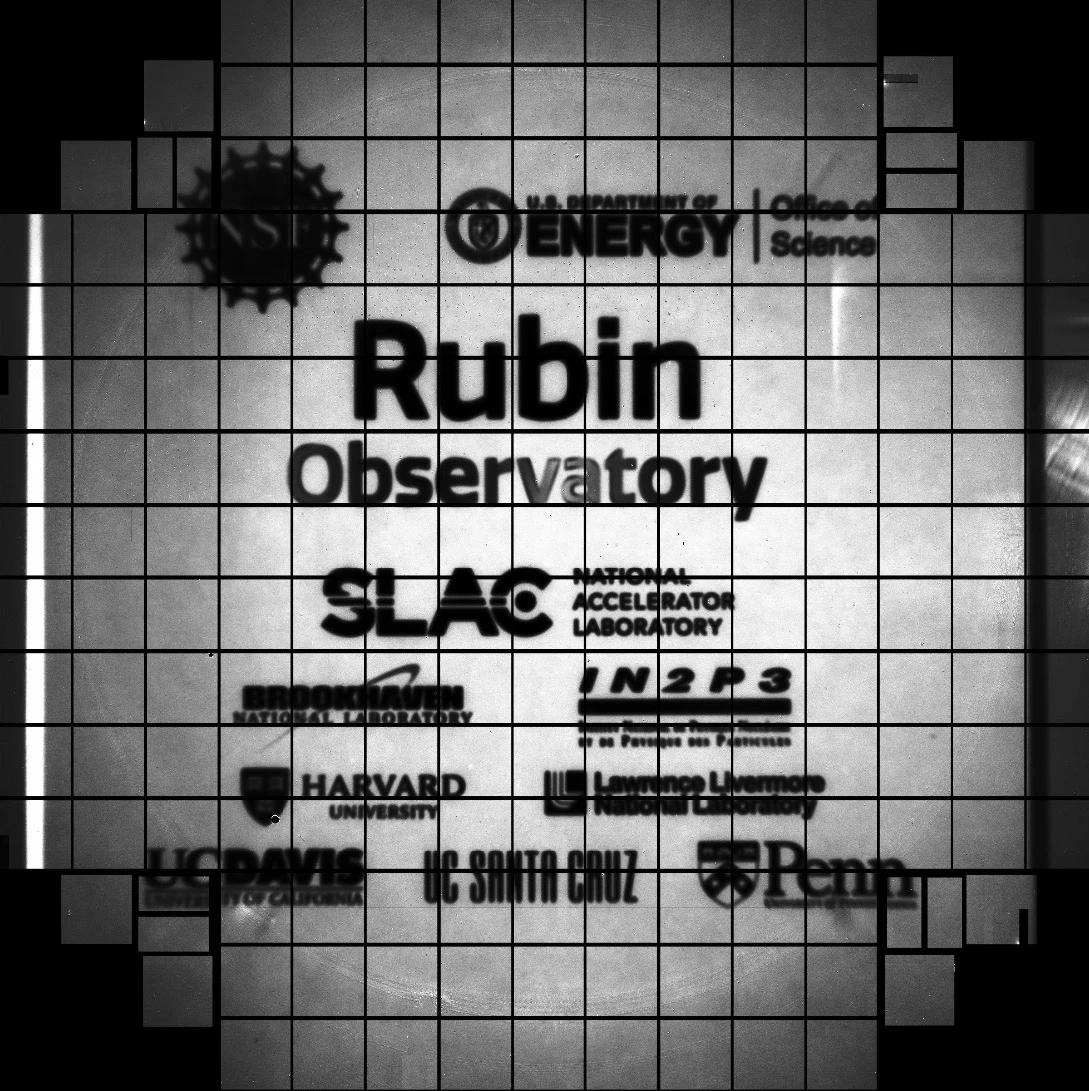 An image of the institutions involved in the Vera C. Rubin Observatory, taken by the focal plane of the world's most powerful digital camera