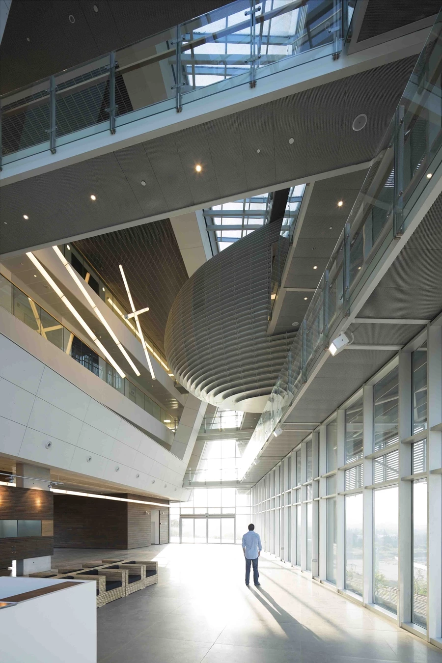The atrium in the PSES building is south-facing to benefit from the heat of the sun (Photo: Shai Epstein)