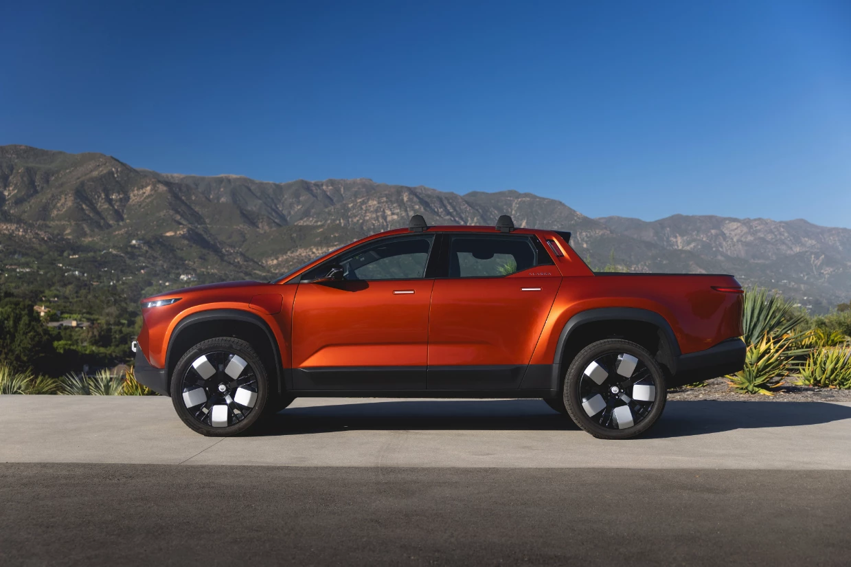 The Fisker Alaska measures a couple inches smaller than the typical American midsize truck
