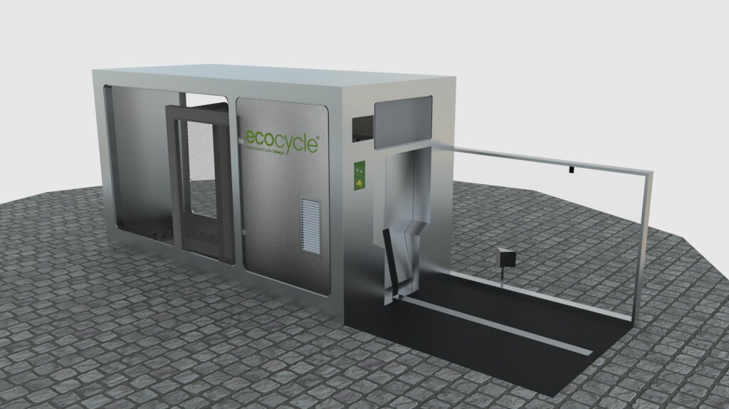 Each Eco Cycle machine features a pod section into which bikes are taken before being loaded into a slot within the storage tower