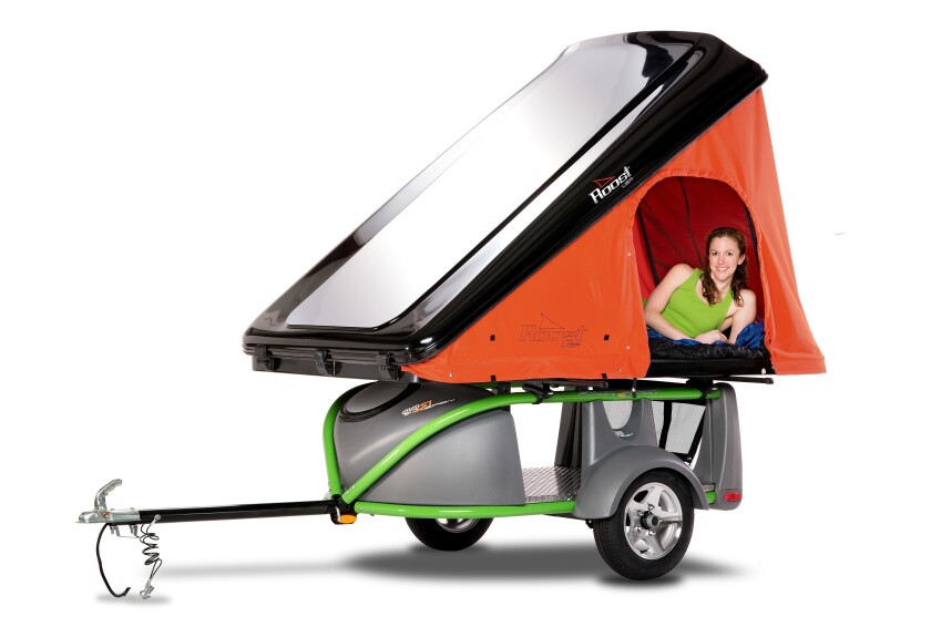 A sub 400-lb camping trailer with clamshell tent