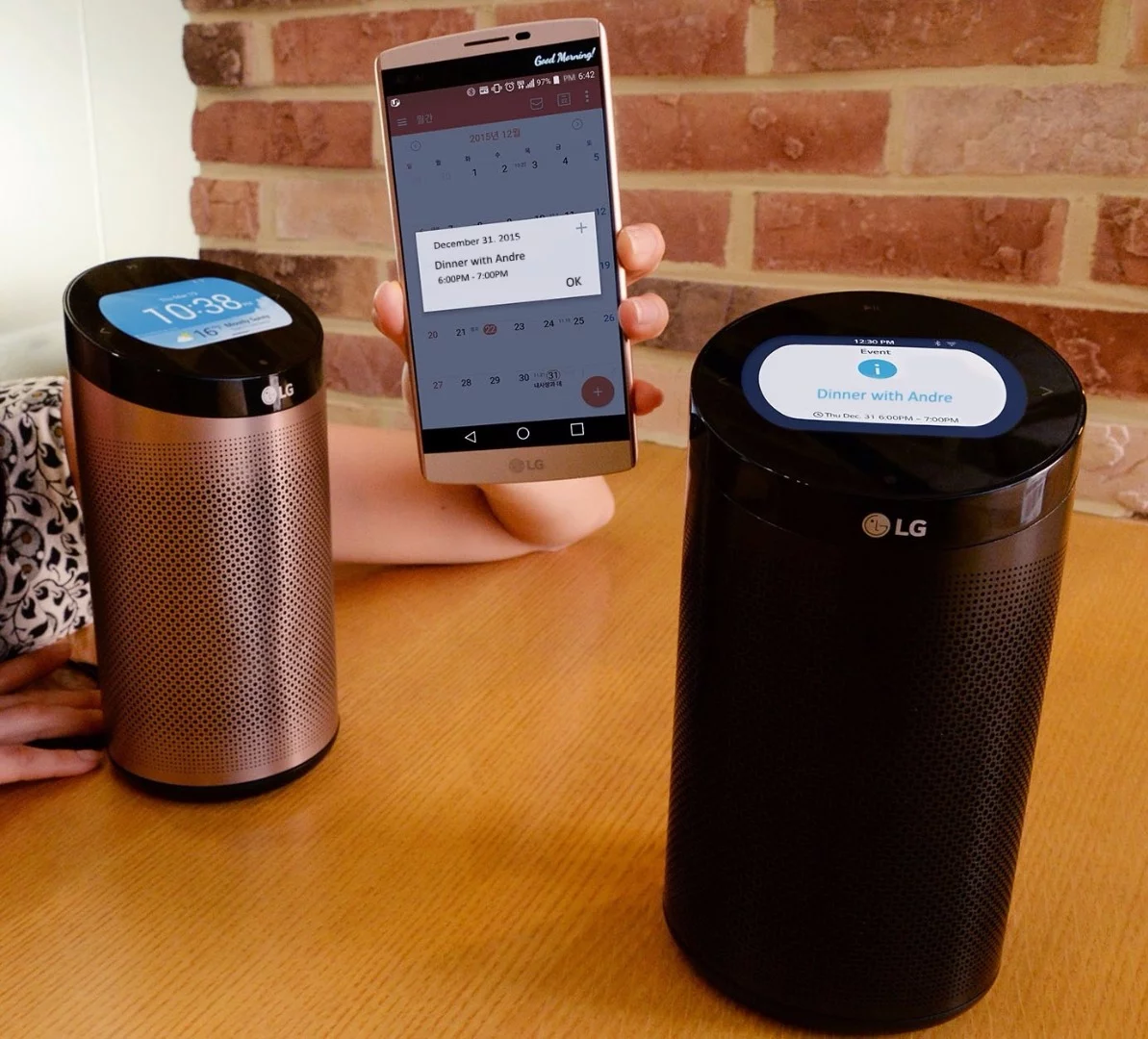 The Hub's speaker can stream music from internet radio service iHeartRadio or the user's smartphone or tablet over Bluetooth