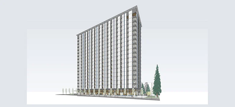 The residential tower will rise to a height of 53 m (174 ft)