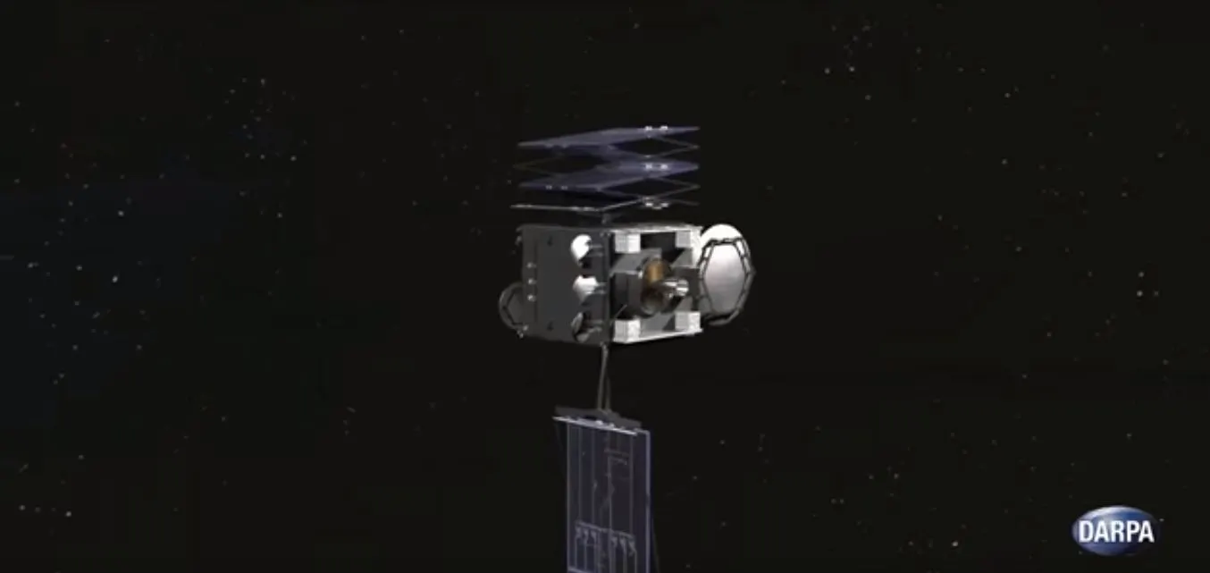 The DARPA RSV is designed to repair damaged satellites, such as this one with a stuck solar panel