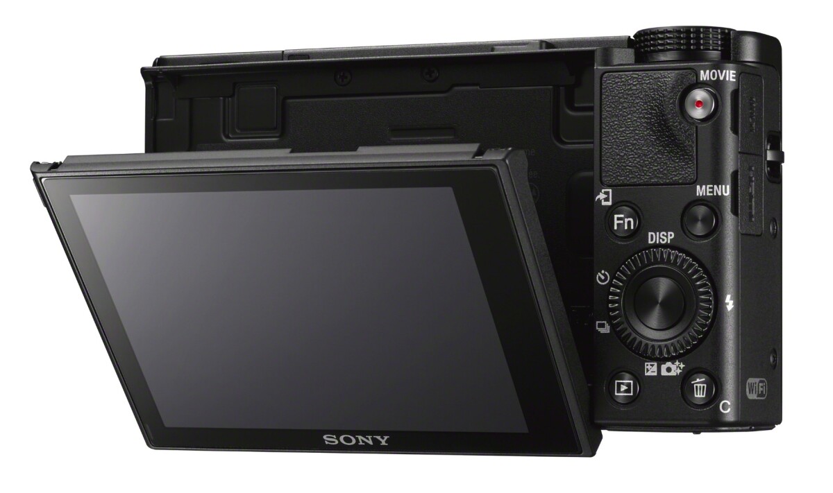 The rear monitor on the Sony RX100 V can be tilted