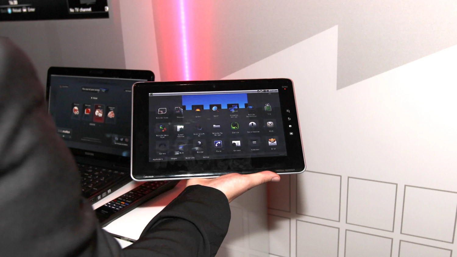 Toshiba's 11.06 x 7.125 x 0.55-inch Folio 100 media tablet at IFA 2010
