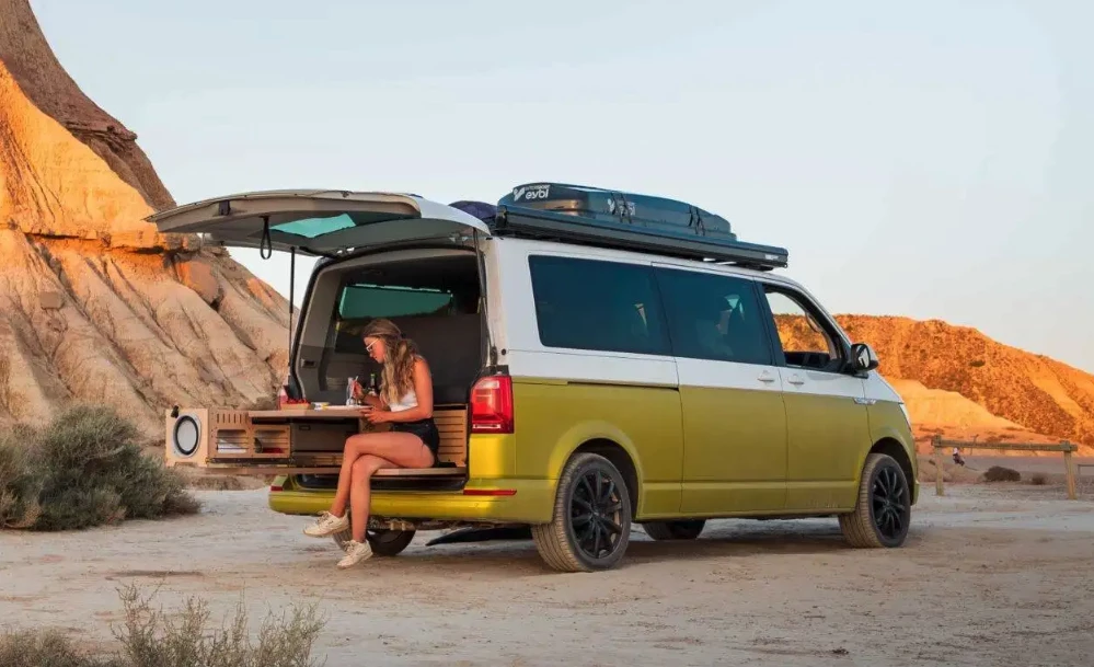 Campboks innovates a slide-out dining set that works seamlessly within its camper-in-a-box kit