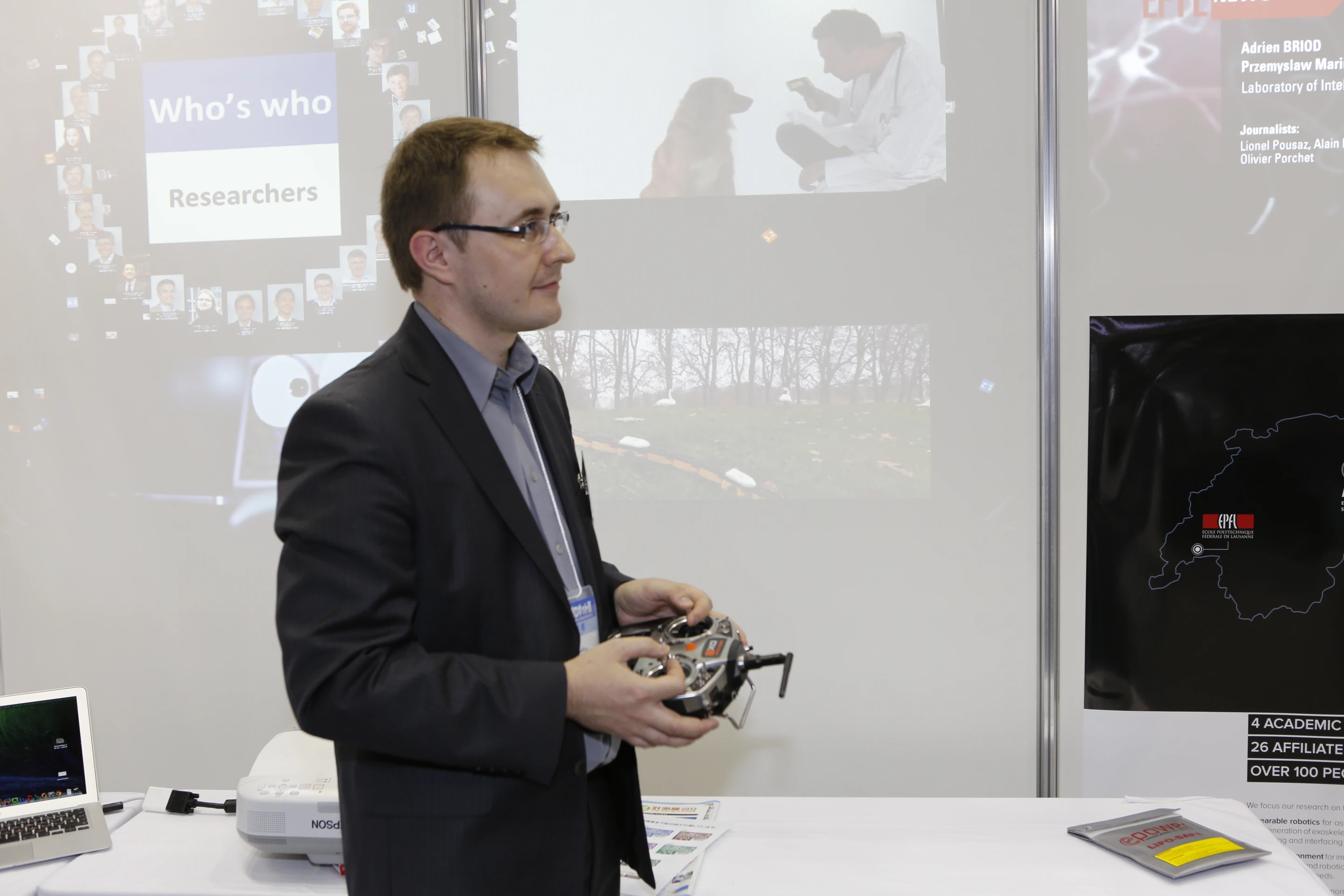 Przemyslaw Mariusz Kornatowski remotely pilots the Gimball at IREX