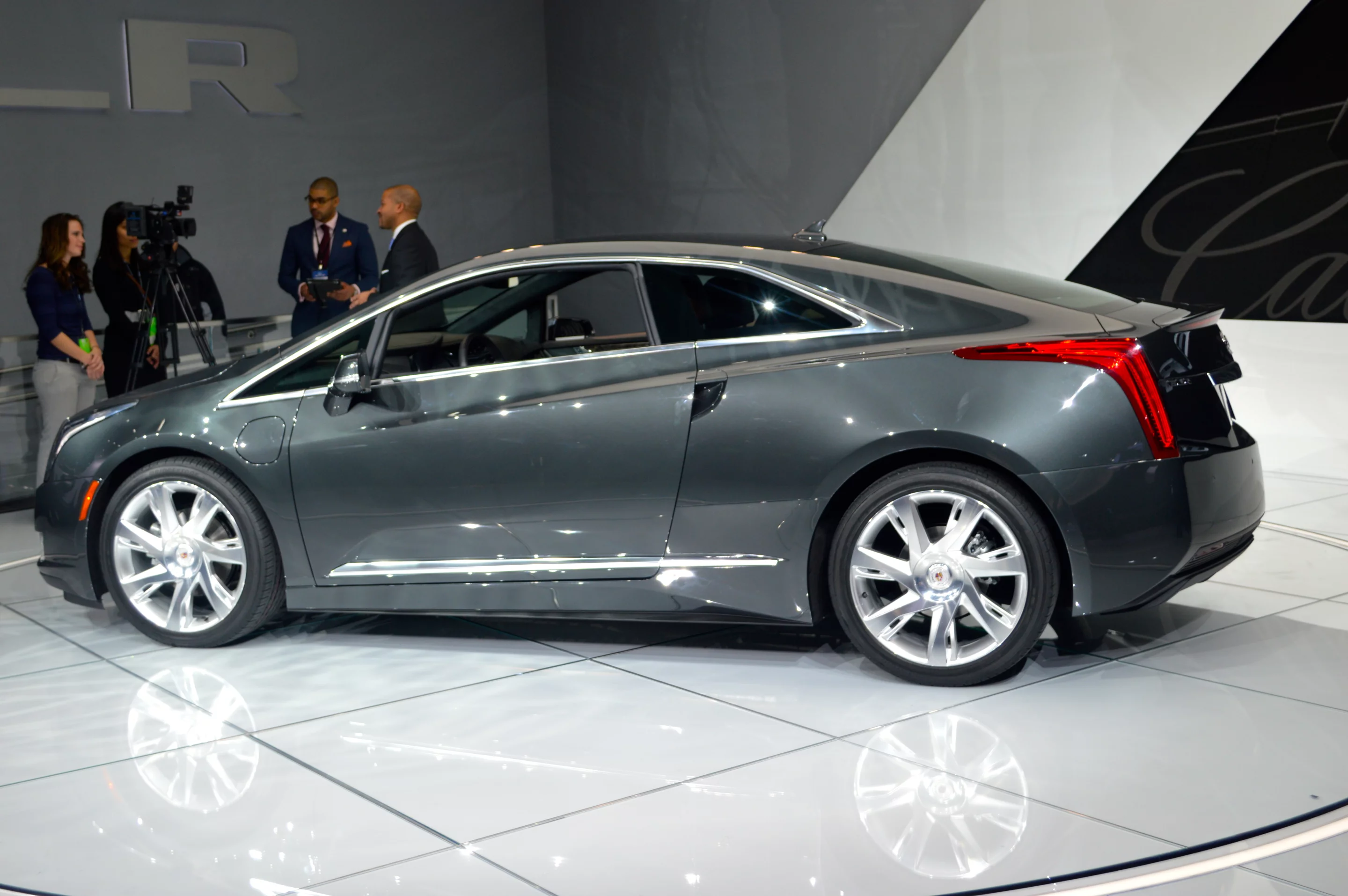 The 2014 ELR's styling is refined from the Converj but shares the sporty, arrow-like shape