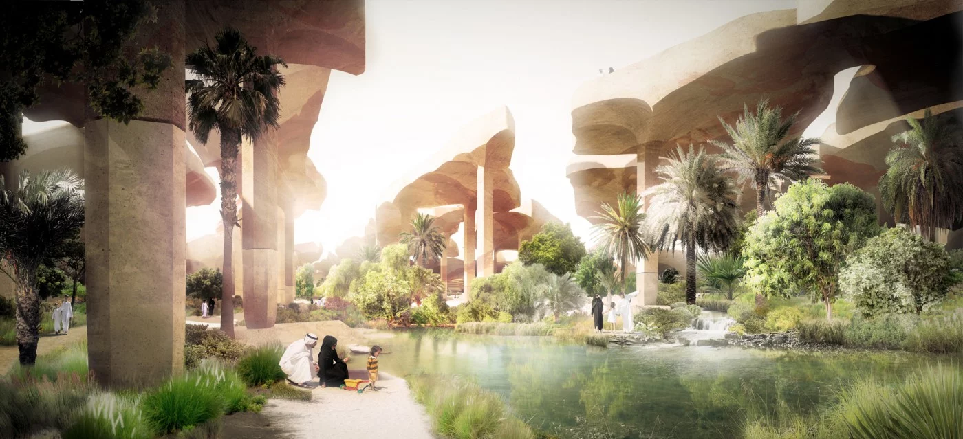 Thomas Heatherwick has designed a "sunken oasis" public park for Abu Dhabi (image: Heatherwick Studio)