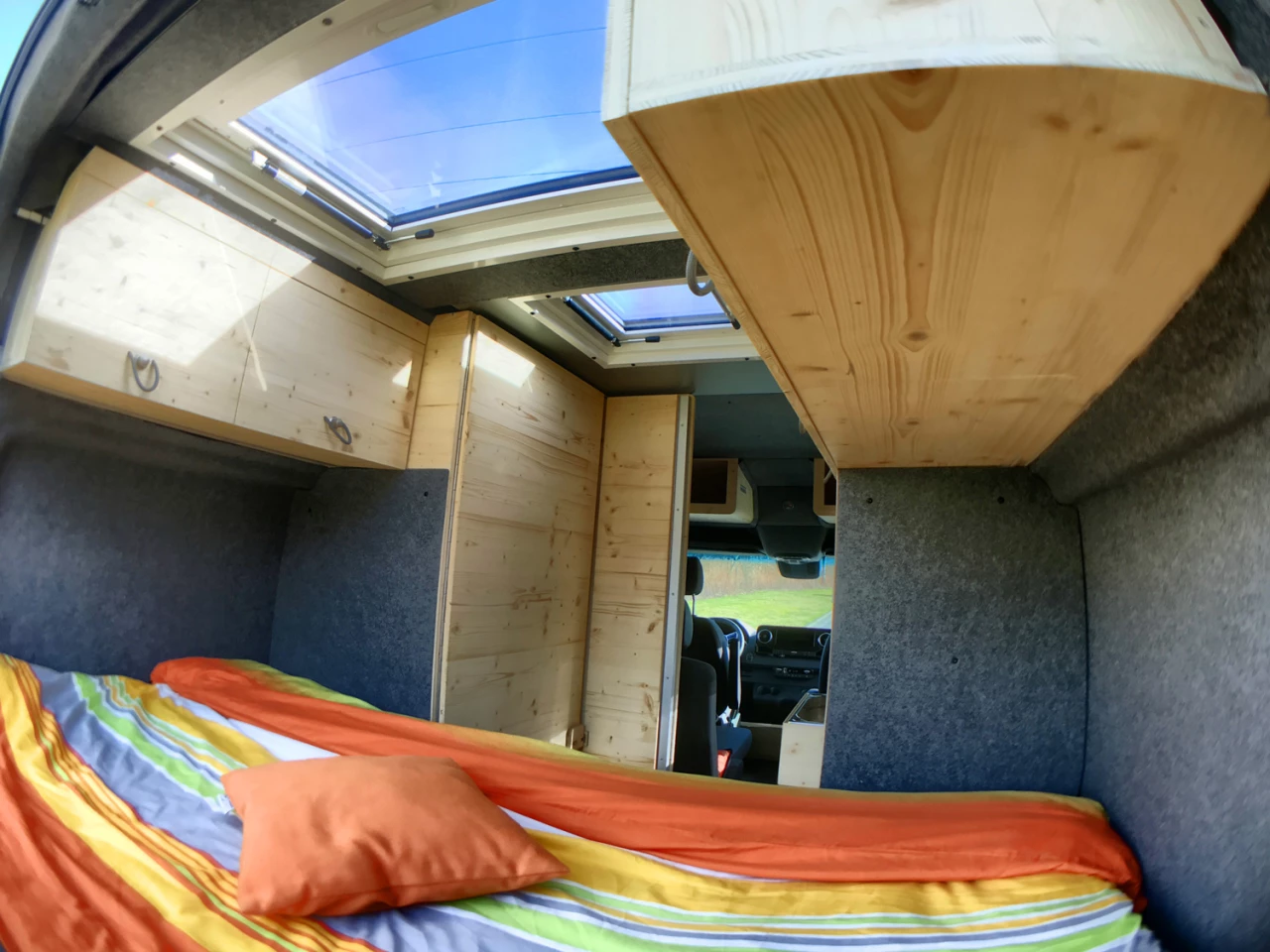 Skylights and cabinetry overhead