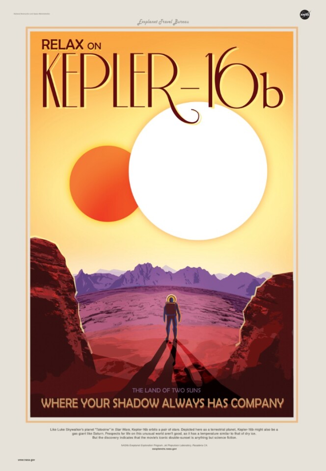 Travel poster for Kepler 16b